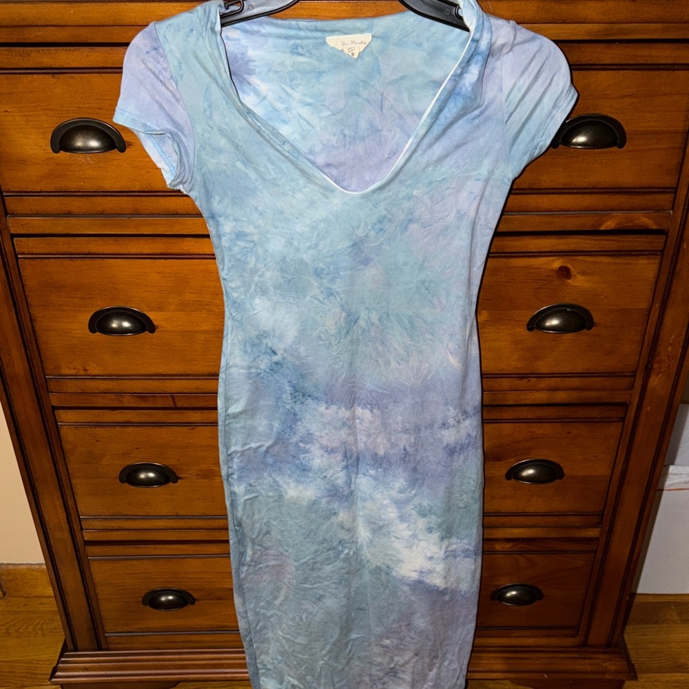 See You Monday Blue Tie-Dye Dress